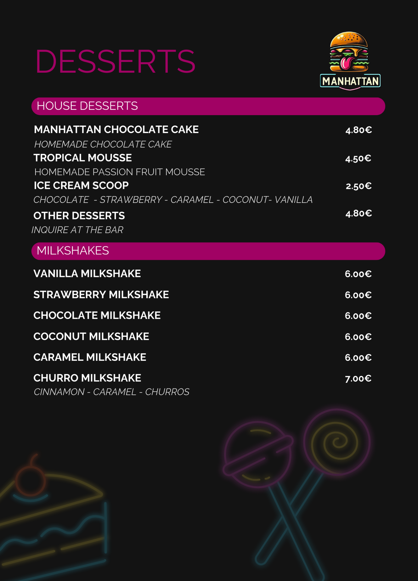 Carta de: Bebidas & Cafés
