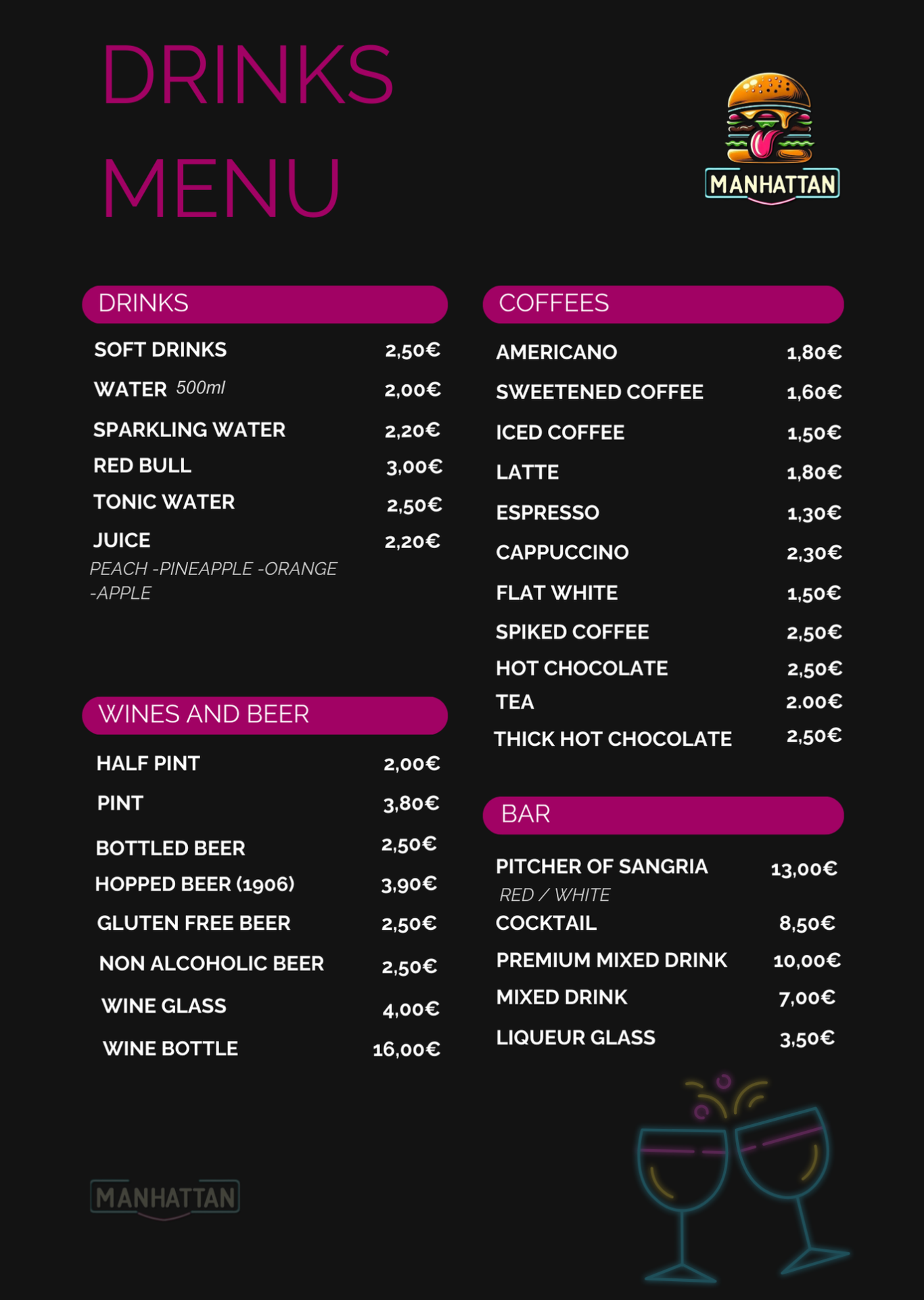 Carta de: Bebidas & Cafés