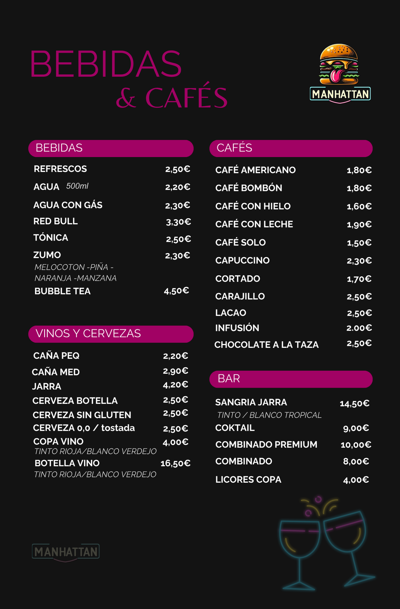 Carta de: Bebidas & Cafés