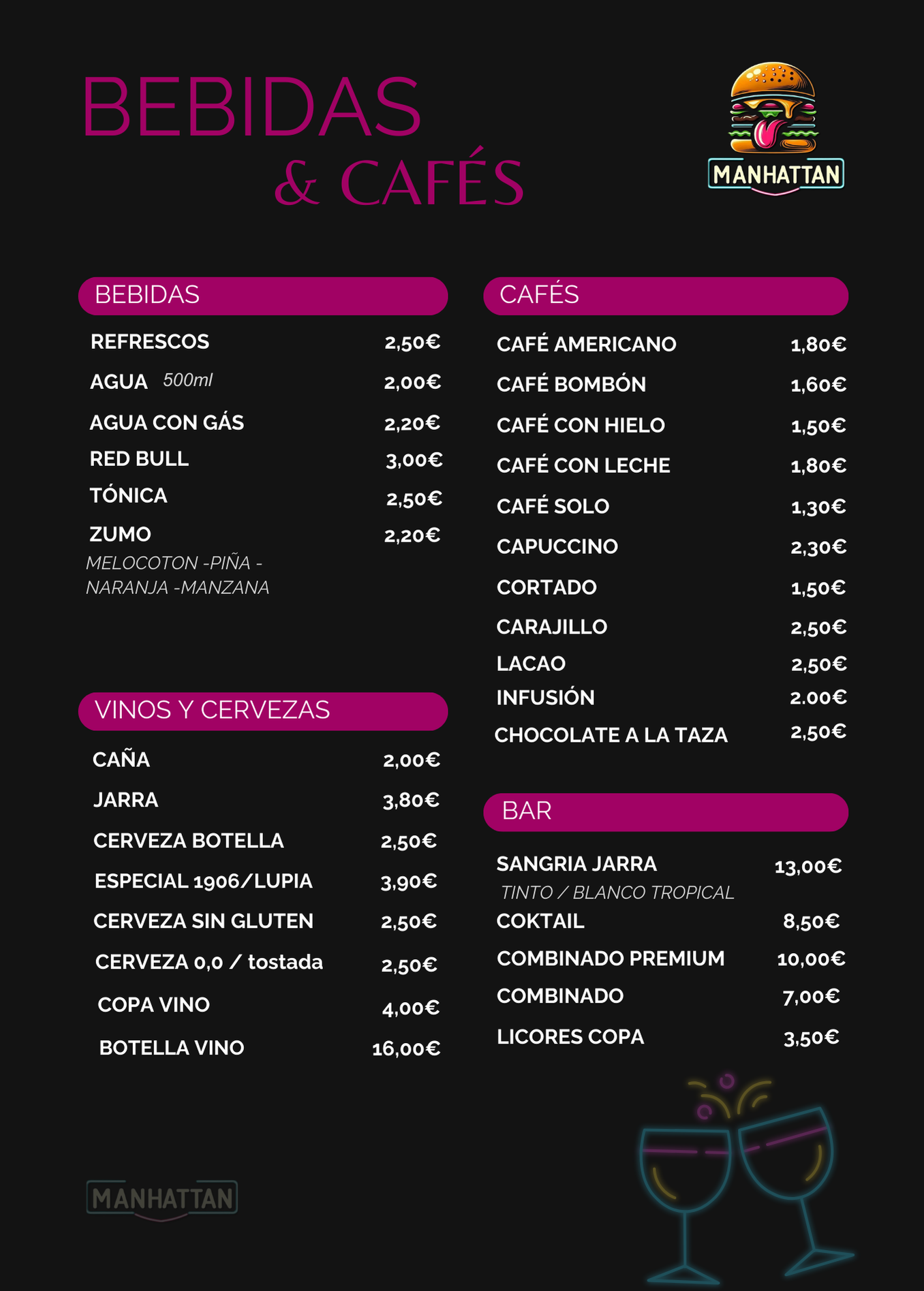 Carta de: Bebidas & Cafés